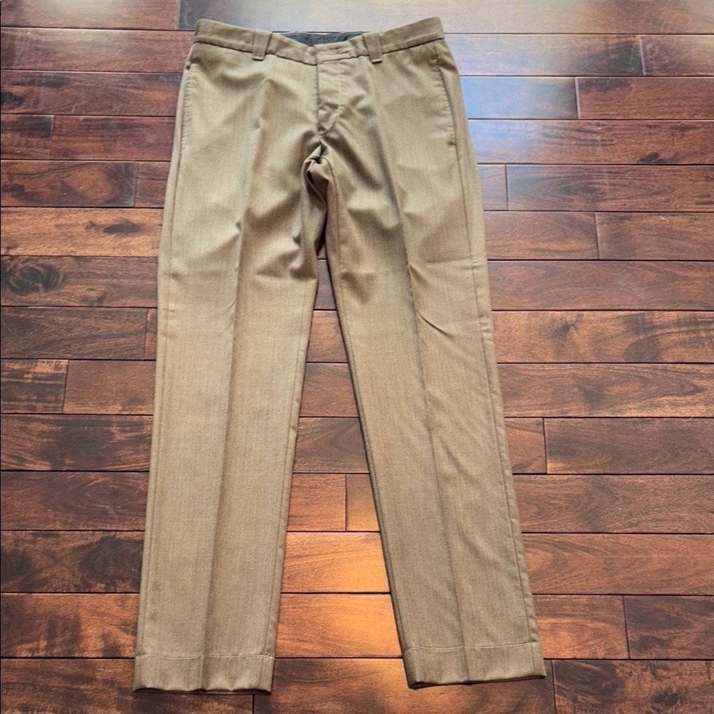 100% Virgin Wool Handmade Tan Dress Slacks by Incotex Ivory. 34. New Condition.